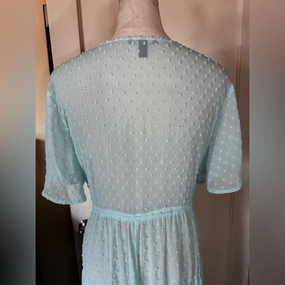 Torrid Baby Blue Robe Retro Polka Dot Lounge Feminine Romantic Chiffon Wedding - Picture 10 of 15